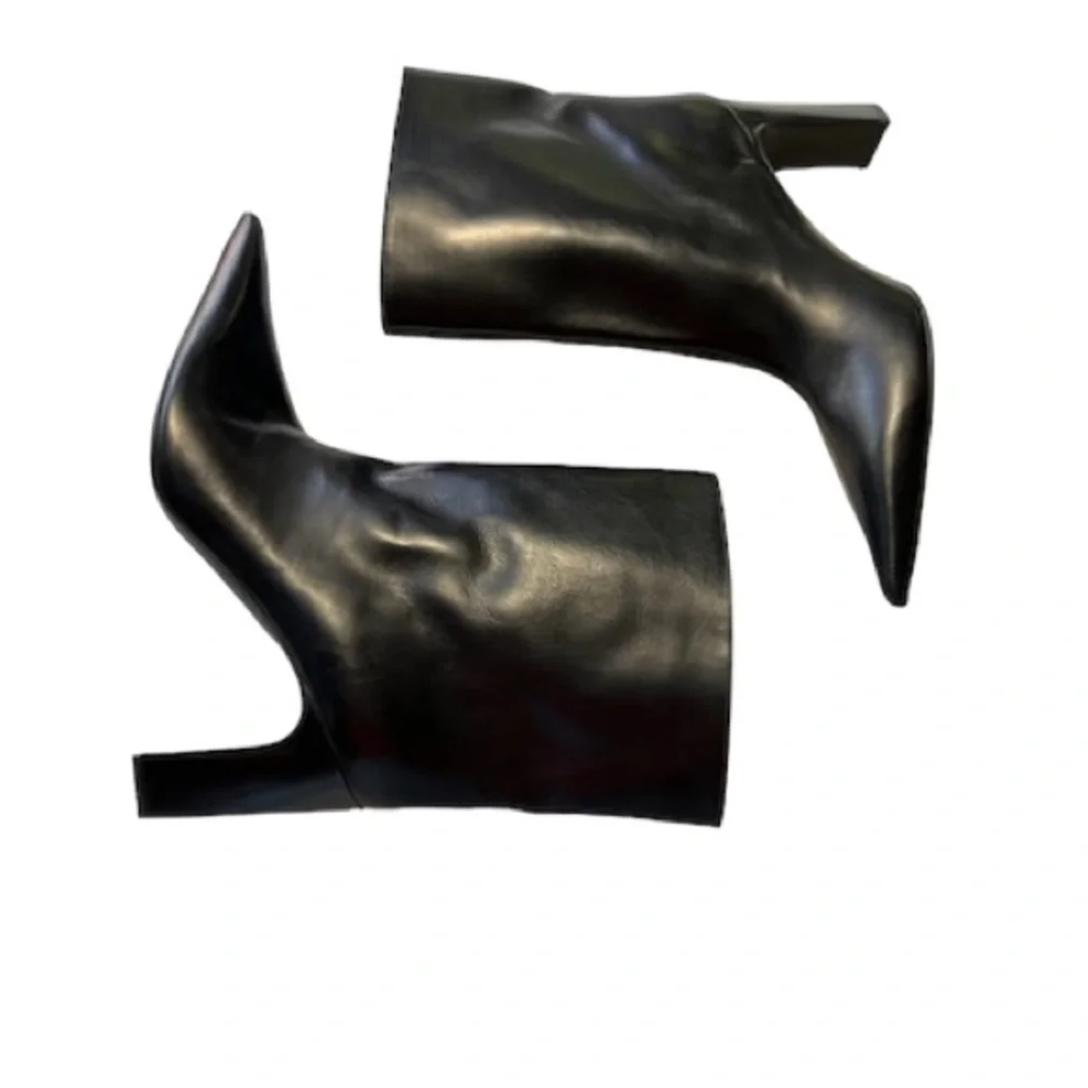 Balenziaga Boots Blade Black Leather Pointed Toe Triangle Heel Women’s Size 9 - Picture 5 of 11